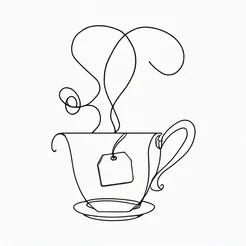 Free book club clipart of black and white teacup line art